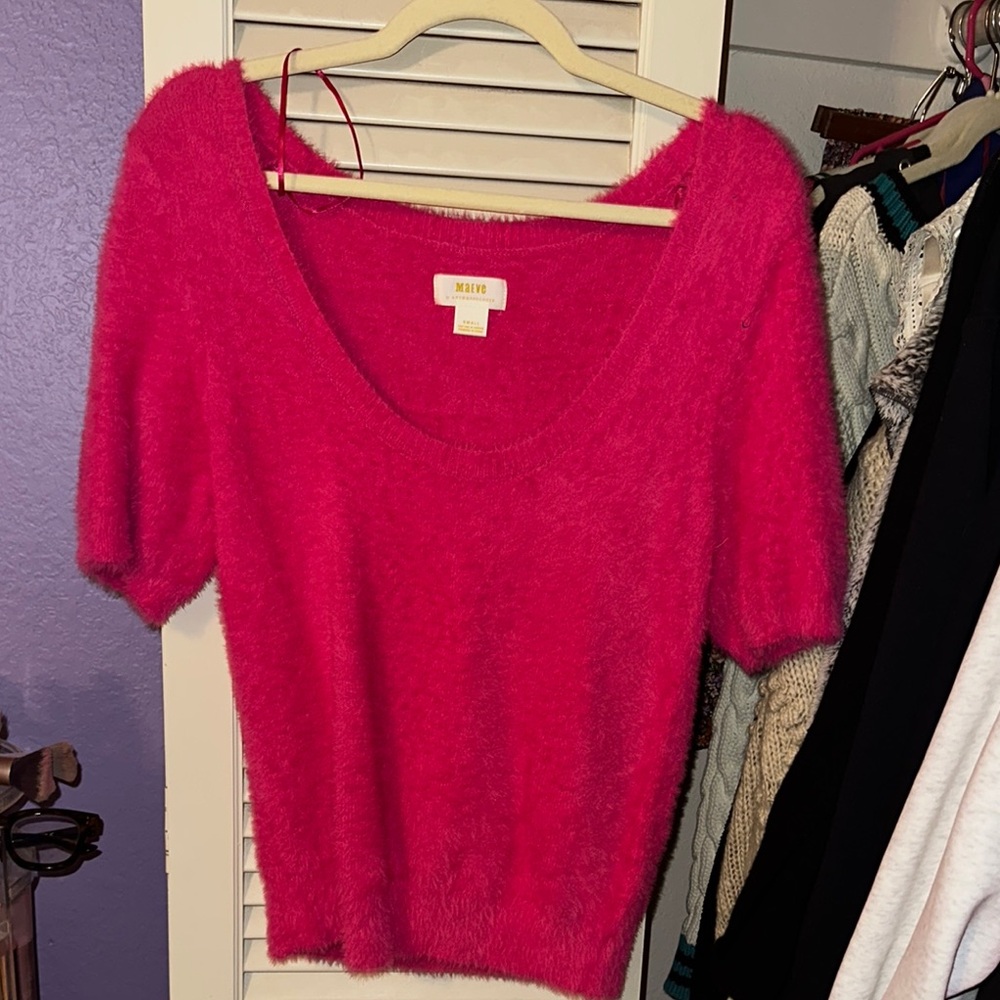 Pink Crew Neck Sweater Soft Knit